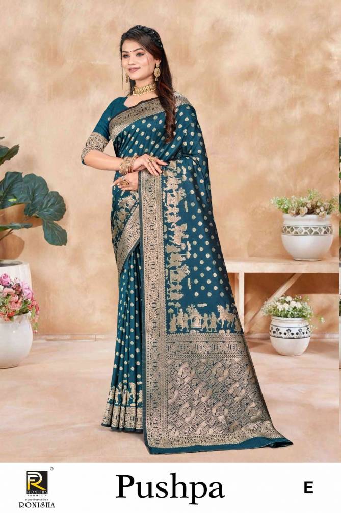 Pushpa By Ronisha Premium Designer Banarasi Silk Sarees Wholesale Price In Surat
